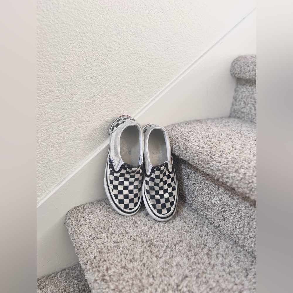 Vans Kids Black and White Checkered Slip-On Sneakers - Picture 4 of 4